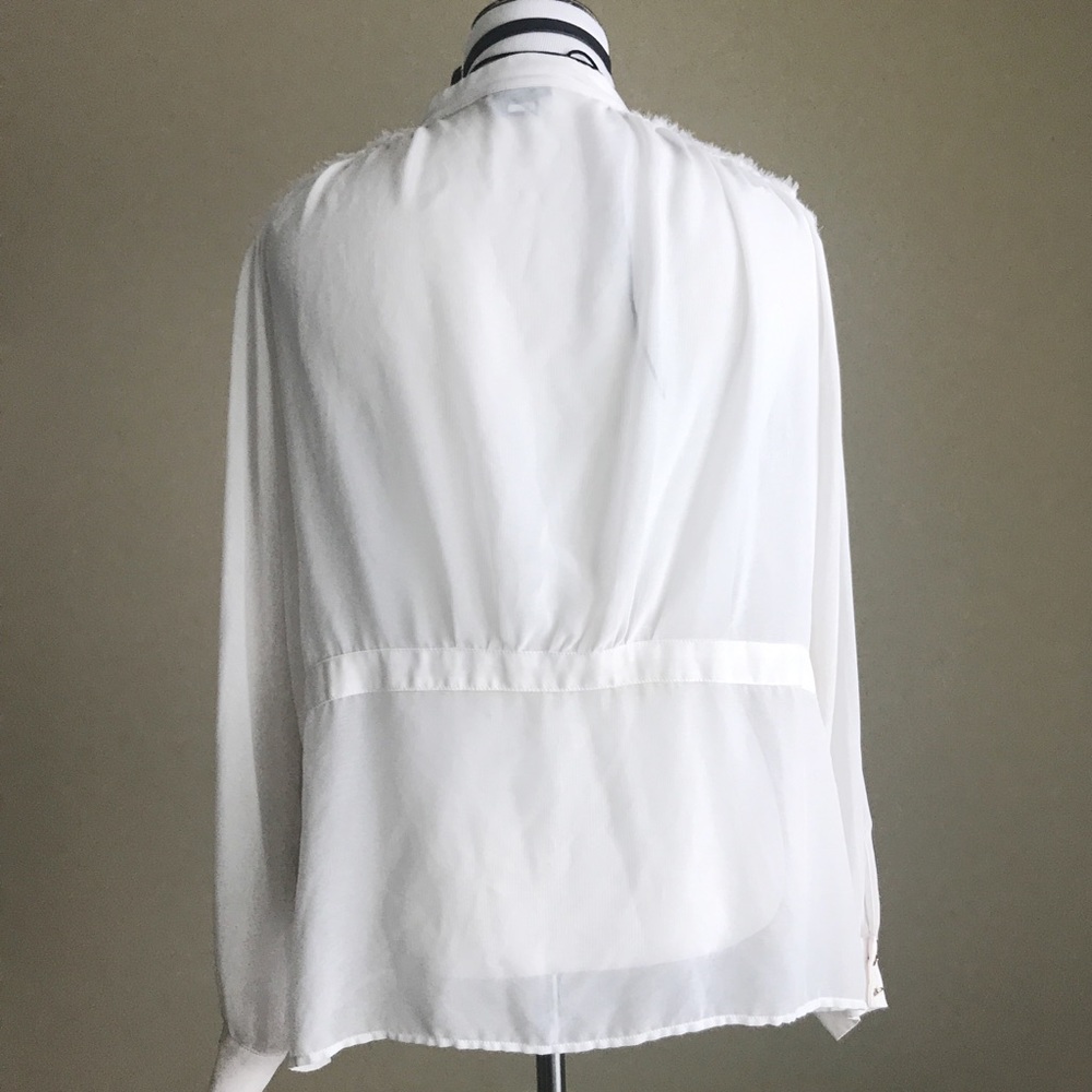 City Chic Sheer White Blouse Floral Detail - Picture 2 of 7